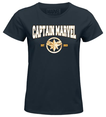 Marvel Womavlsts003 Camiseta, Azul Marino, XXL para Mujer