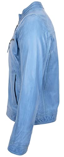 Chaqueta de cuero para hombre color celeste talla L miniatura 3