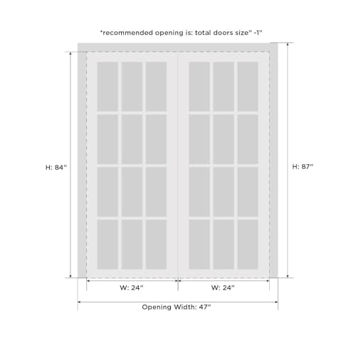 Image of Sartodoors Interior Door 3094 Closet Bypass Doors White with Black Opaque Glass Solid MDF Modern Design 48 x 84 in