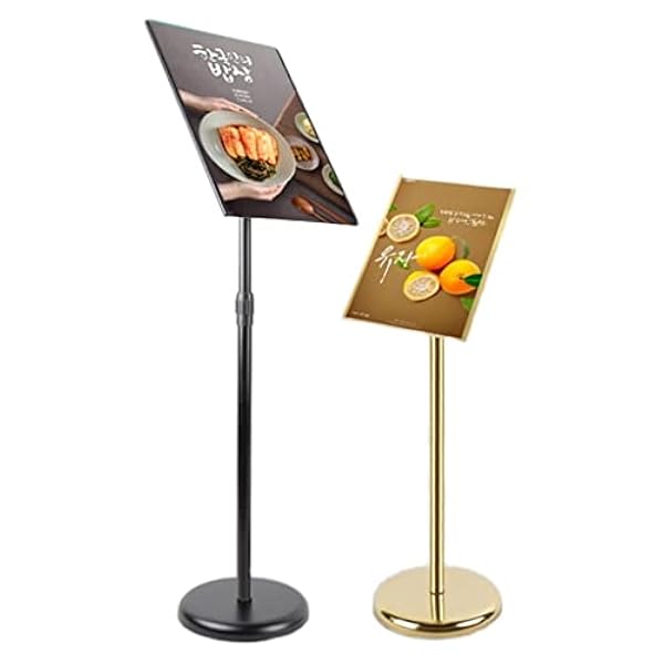 WIGSELBL Voetstuk Poster Teken Stand Reclame Zakelijk Menu Teken Houder voor Staande met Aluminium Snap-Open Herbruikbaar Frame, Verticaal en Horizontaal Weergave (Kleur: Goud, Maat: A2)