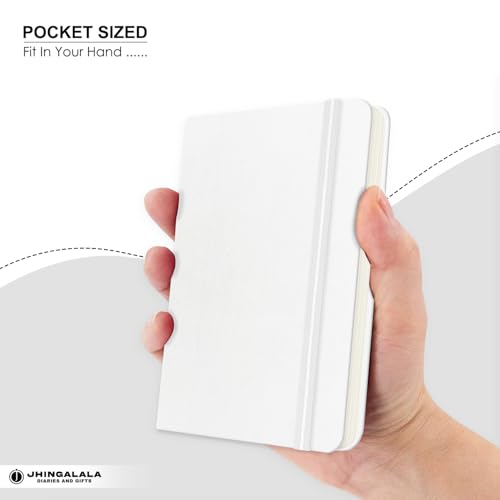 Image of Jhingalala Diaries - Fabric Cover Hardbound Pocket Journal Notebook I Fabric Series Journal Diary For Girls and Women I Pocket Diary With Elastic Closure I Size A6 I 192 Ruled Pages (White)