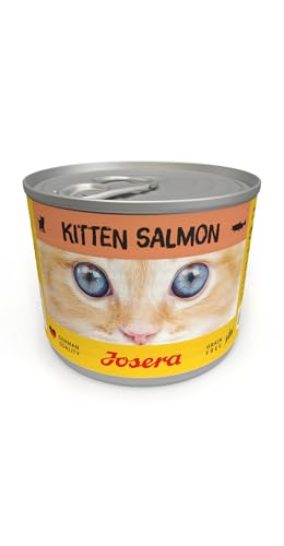 JOSERA Nassfutter Kitten Salmon (6 x 200 g) | Kitten | Premium Katzenfutter nass für wachsende Katzen | Lachs & Pastinake | mit Lachsöl | getreidefrei | Anti-Haarballen | Alleinfutter | 6er Pack