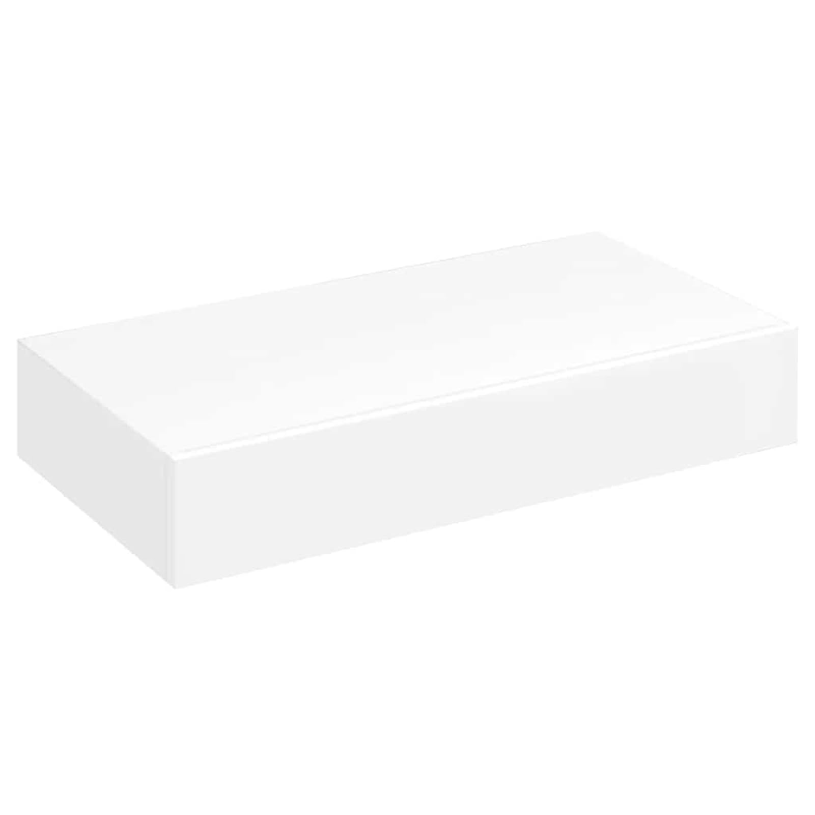 Homgoday Estante Expositor de Pared con Cajón, 48x25x8 cm, MDF Blanco Mate, Montaje Invisible, para Libros, Colecciones y Decoración, Carga Máx. 5 kg