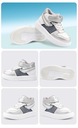 Orthopedic Shoes for Girls with Ankle and Arch Support,Fashion Thick Sole Sneakers with Silver Decoration3