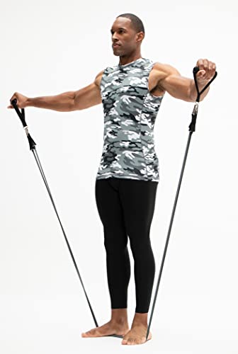 Devops 3 Pack Men's Athletic Compression Shirts Sleeveless (2X-Large, Black/Camo Grey/Blue) #TOP5