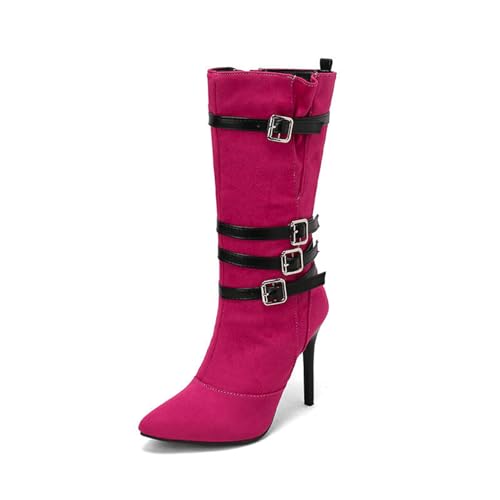Bottes mi-mollet boîte de nuit à bout pointu pour affiner les jambes