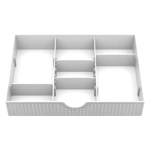 Caxxa US-123WT 3 Slot Drawer Organizer With 4 Adjustable Dividers - Drawer Storage 7 Compartments Junk Drawer Organizer thumb #7