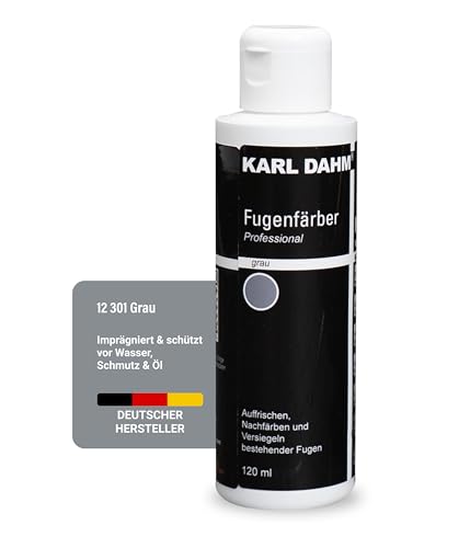 Karl Dahm® Fugenfärber Grau 120 ml – Hochwertige Fugenfarbe für Innen & Außen | Wasser- & schmutzabweisend | Einfache Anwendung - Art. 12301