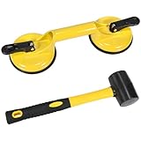 Floor Gap Fixer Tool for Laminate Floor Gap Repair Plank Grabber Includes Heavy Duty Aluminum Suction Cup and Fiberglass Handle Rubber Mallet (Can't Use on Scraped Surface Floor)