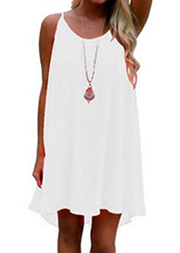 Acramy Damen Strandkleid Kurz Spaghettiträger Kleid Chiffon Sommerkleid...