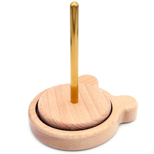 RRUIZE ヤーンホルダー 回転機能付き 可愛い小熊型底座 毛糸スタンド 木製 ヤーンボウル 毛糸ホルダー 編み物便利グッズ (小熊型ヤーンホルダー)