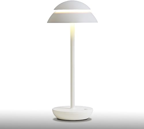 JHPGEOE Lámpara de escritorio de metal inalámbrica, lámpara de mesa LED con control de sensor táctil, lámpara de mesa regulable de 3 colores, luz