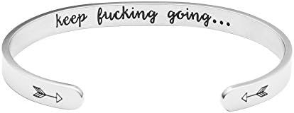 Funny Gifts for Women Birthday Gift Ideas Best Friend Bracelets for Girls Motivational Jewelry Inspirational Handmade Engraved Mantra Cuff Bracelet Personalized Christmas Graduation Gift for Girl