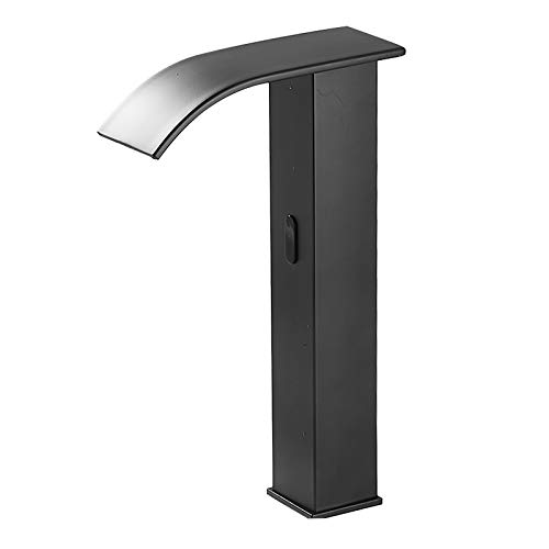 YCCUZA Automatic Touchless Vessel Sink Faucet Black Motion Sensor Bathroom Faucets Touch Free Battery Powered or Plug in Sensor Eletronic Faucet Hands Free Auto Vanity Lavatory Deck Mount