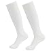 Fasoar Men's Women's Unisex Soft Fancy Design Multi Colorful Patterned Knee High Boot Socks 12 Pack White  Red Stripe  12 Pairs  White Red Stripe  One Size