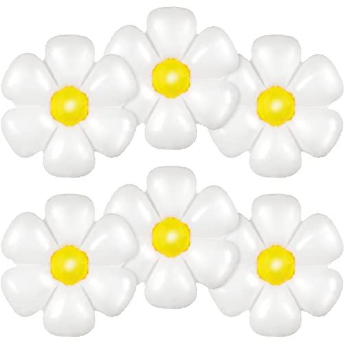 6 Pieces Daisy Balloons White Balloon Small Daisy Birthday Balloons Daisy Shaped Foil Balloons for Fairy Birthday Decorations