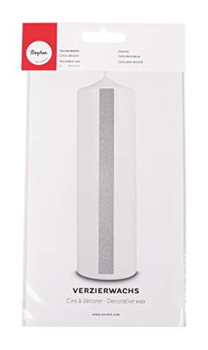RAYHER HOBBY Rayher 3103722 Verzierwachs, silber, 2 Verzierwachsplatten 20 x 10 cm, Wachsfolie zum Kerzen verzieren, Kerzenwachs, Wachsfolie
