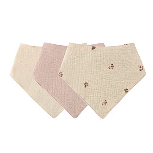 Baberos triangulares para bebé, doble capa, absorbentes y suaves, muselina, babero con 2 botones de presión ajustables para bebé, niño y niña, unisex, 3 unidades