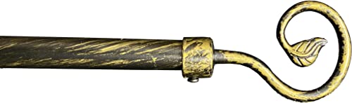 Barra de cortina extensible con anillas, soportes tornillos gancho negro oro tamaño 120 - 210 cm Cover