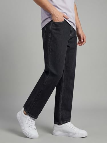 Image of Urbano Fashion Men's Relaxed Fit Washed Denim Jeans Non-Stretchable