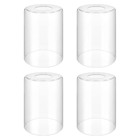 Licperron Clear Glass Lamp Shade Replacement 4 Pack,5.5inch High, 3.9inch Diameter, 1.69inch Fitter, High Transmittance Cylinder Glass Lampshade Covers for Vanity Wall Light fixtures Pendant Light Cover
