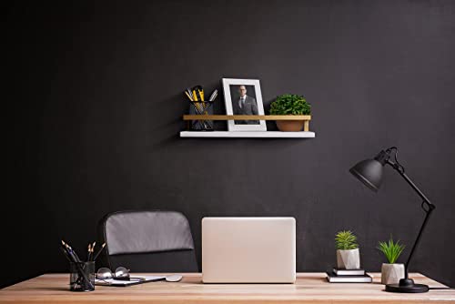 Peter's Goods Modern Floating Shelves With Rail, Modern Brass Finish, Set Of 2 Shelves - Wall Mounted Bathroom Wall Shelves With Towel Bar - Also Perfect For Bedroom Decor And Kitchen Storage #TOP5