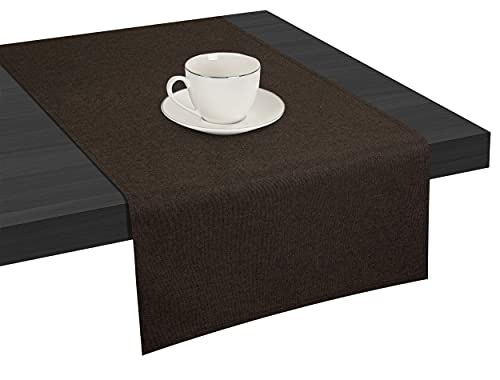 ROYAL SCHNEIDER Nappe de table de restauration, aspect lin, collection unie, facile d'entretien, lavable, carrée, ronde, ovale, marron foncé - 5527, chemin de table - 40 x 200 cm Cover