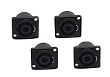 Devinal SpeakOn 4 Pole Female Panel Mount Socket, Rectangle Twist Lock Speaker Compatible with Neutrik Speakon NA4LJ, NA4LJX, NL4MP, NL4MPR, NL4FC, NL4FX, NL4 & NL2 Series, NL2FC 4 Pack