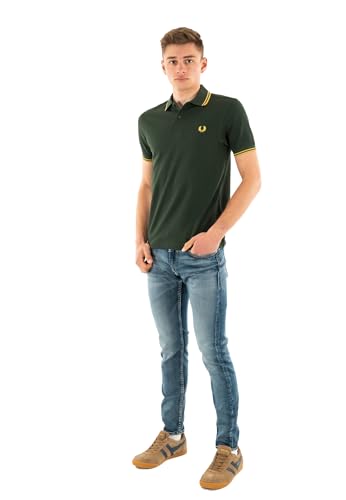 Fred Perry Slim Fit Twin Tipped Polo M3600 (FR/ES, Letras, XL, Regular, Regular, Verde)