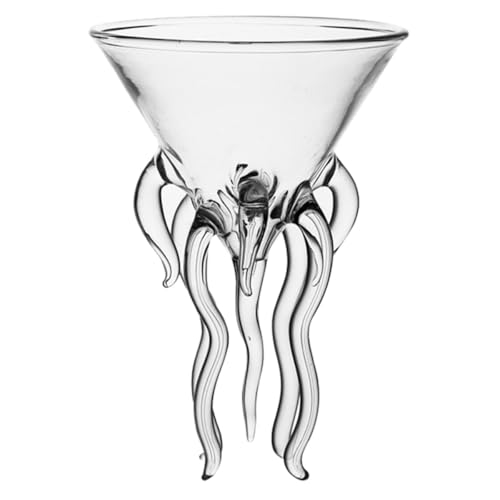 BEBEMOKO Bicchiere da Cocktail in Vetro a Forma di Polpo, Tazza d'Acqua Creativa per Feste e Uso Domestico, Bicchiere da Martini Elegante e Versatile per Brindisi e Succhi di Frutta