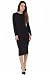 Baleza Women's Inspired Long Sleeve Bodycon Midi Calf Length Dress S/M 8-10 Black