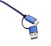 4 in 1 Multi USB Charging Data Cable, Blue Braided Universal USB Charging & Data Sync Cord Adapter with Type-Cx2/USB 2.0/Micro USB Port Connectors for Android Phone (4 in 1-1.5m)