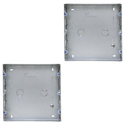 Image of Forus 8 Module GI Sheet Metal Modular Box (5x5 Inch) - 2PC | Concealed Rustproof Galvanized Iron Electrical Junction Box | 18 Gauge Heavy Duty Flush Mount Box | Modular Switches