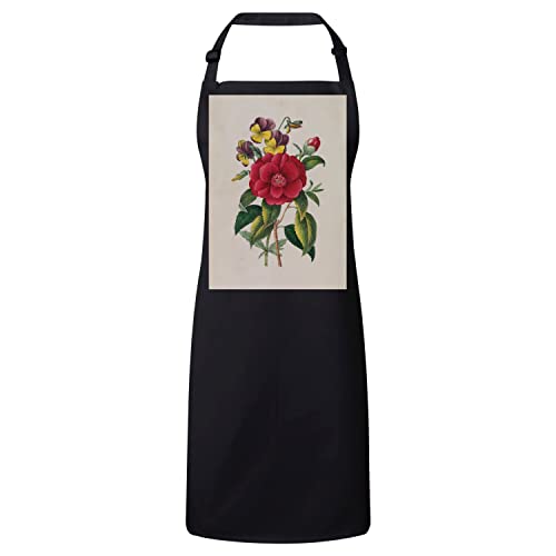 Tablier cuisine premium camelia illustration botanique ancienne haut de gamme