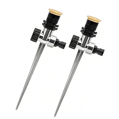 Image of 2 pcs Lawn Sprinklers, Garden Sprinkler with Alloy Ground Spikes, Adjustable Spray Patterns for Flower Beds and Vegetable Patches, Compact Watering System for Small Gardens and Patio Plants