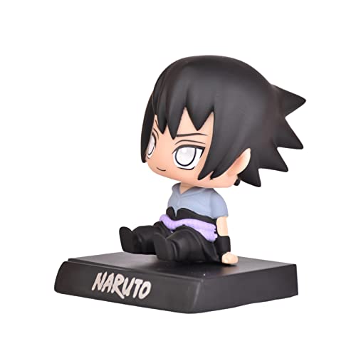Image of AUGEN Super Hero Sasuke Uchiha Action Figure Limited Edition Bobblehead with Mobile Holder for Car Dashboard, Office Desk & Study Table (Pack of 1), Plastic