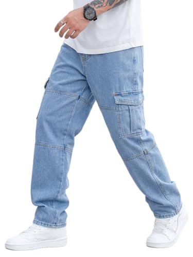 Image of Men Loose Fit Men's Flip Pocket Cargo || Mens Stylish Cotton Loose Fit Denim Jeans || Multi-Pocket Styling || Perfect for Casual Fashion || Comfortable Classic Men's Outerwear (MDJ-3)