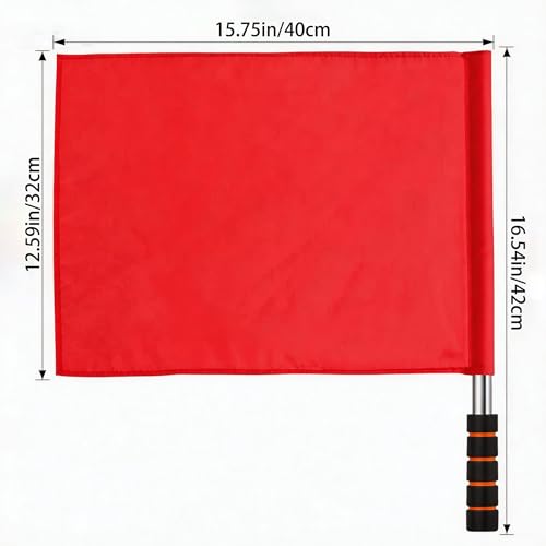Referee Flags, Volleyball Flags Line Judge, Premium Lightweight Polyester Referee Warning Flags for Sports and Festival Events, High Visibility Red, 16.54"L x 15.75"W 2PCS