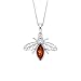 Produktbild Kiara Jewellery Halskette mit Anhänger fliegende Biene, 925er Sterlingsilber, mit braunem baltischem Bernstein, 45,7 cm lange Sterlingsilber-Kette., Sterling Silber, Bernstein