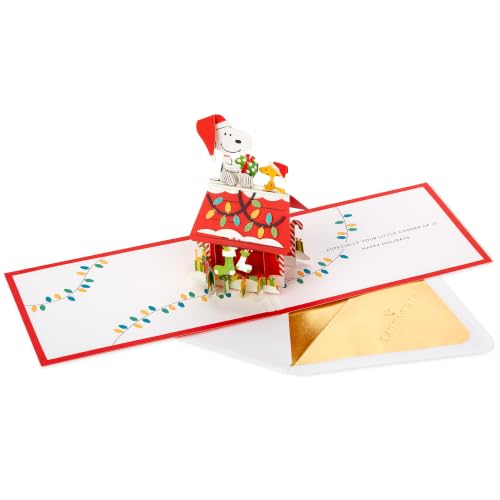 Hallmark Signature Pop-Up-Weihnachtskarte, Paper Wonder, Peanuts, Snoopy's HundehĂĽtte