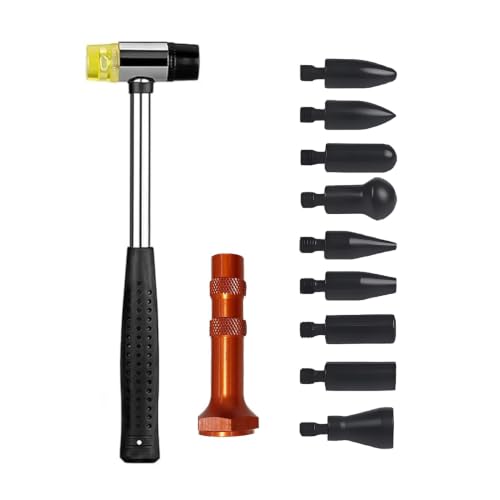 Image of Paintless Dent Repair Kit, PDR Hammer with Tap Down Pen and 9 Shaped Heads, Dent Hammer Removal Tool for Car Body, Appliance Metal Panels, DIY Dent Repair Kit