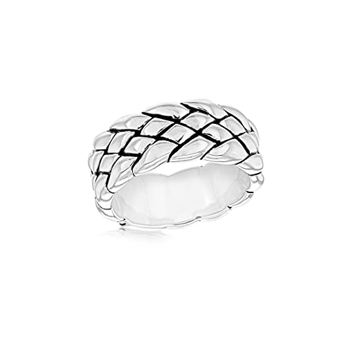 Bague tissée 9,5 mm pour homme bijou rhodié Tuscany Silver