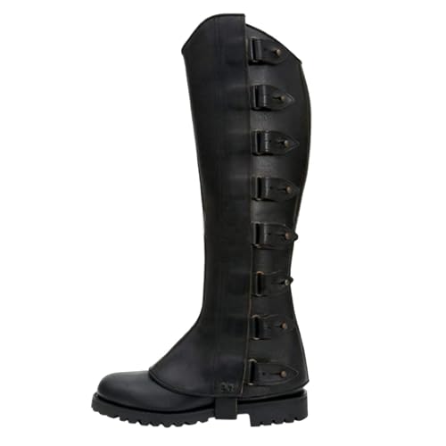 Nogsay Stiefelüberzieher,Kunstleder Stiefelstulpen Schwarz,Pirat Stiefelstulpen Herren Frauen,Mittelalter Stiefel Gamaschen,Steampunk Accessoire für Fasching Kostüme Cosplay,Halloween,Ritter,Krieger