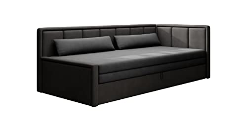 All4All Jugendbett Jugendsofa Kinderbett Kindersofa Falco 80x200 für Jugendzimmer Polsterbett Schlafsofa Ausziehbar Funkionsbett Jungen Mädchen für Kinder Links Rechts 23 (Poco 04/Poco 10, Rechts)