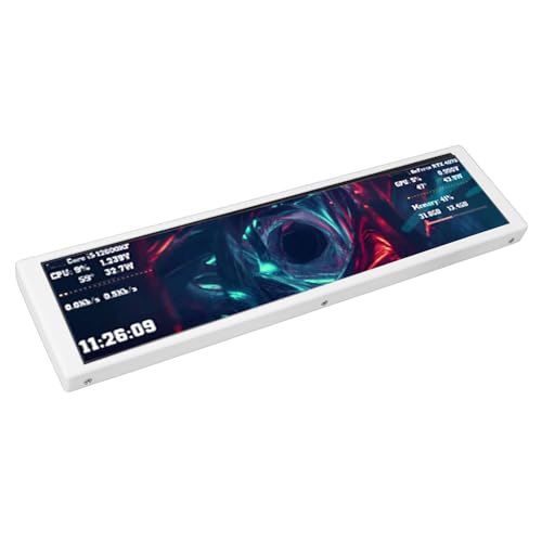 VELATEMOR Pantalla de Monitor de System de 9,2', Panel de Sensores para PC con Pantalla de Temperatura de CPU GPU, Segunda Alimentada por USB, Mini Monitor Lateral Personalizable (White)