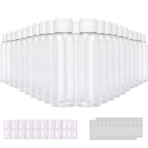 Trendbox 4oz Clear Plastic Empty Bottles with Flip Cap -BPA-Free Travel Containers for Shampoo, Lotions, Liquid Body Soap and Massage Oils - 80 Pack