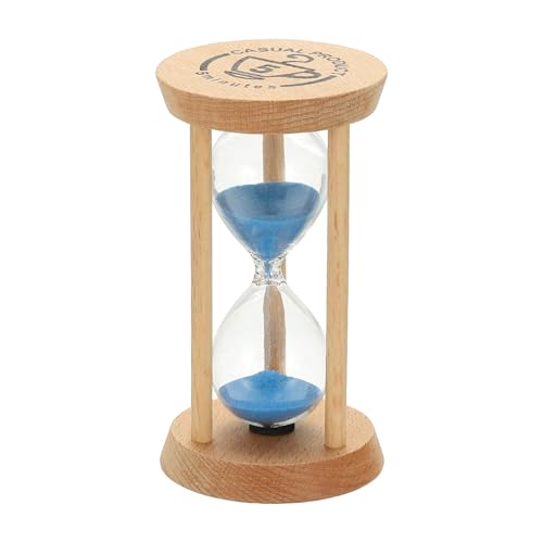 PATIKIL 3 Minutes Sand Timer, 1 Pcs Wooden Sand Watch High Glass Sandglass Timer for Living Room Home Office Restaurant Decoration, Blue