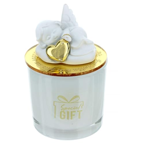 Holyart Bougie Remerciement h 10 cm baptême Ange avec Coeur