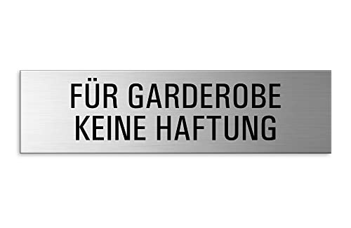 Schild Für Garderobe keine Haftung 150x40 mm Türschild aus Aluminium horizontal gebürstet Edelstahloptik selbstklebend 57521-K