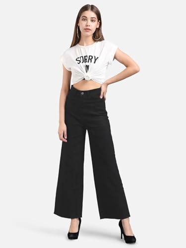 Image of KOTTY Women's Classic Fit Straight Jeans - Mid Waist with Clean Lines